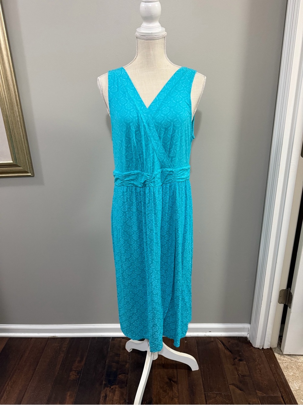 Fresh Produce Sayulita Design Manhattan Style Turquoise Sleeveless Midi Dress.